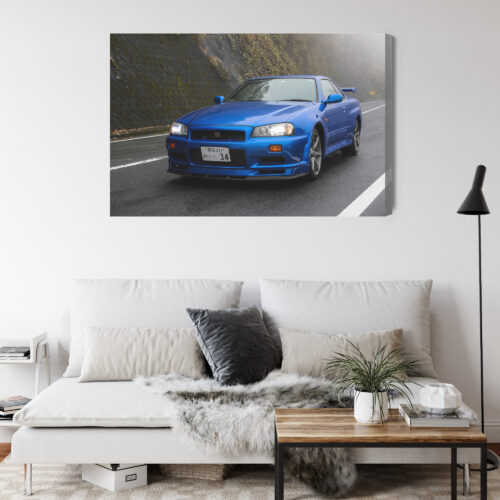 Obraz na płótnie Nissan Skyline GT-R R34 Niebieski JDM  Premium Canvas - obrazek 4