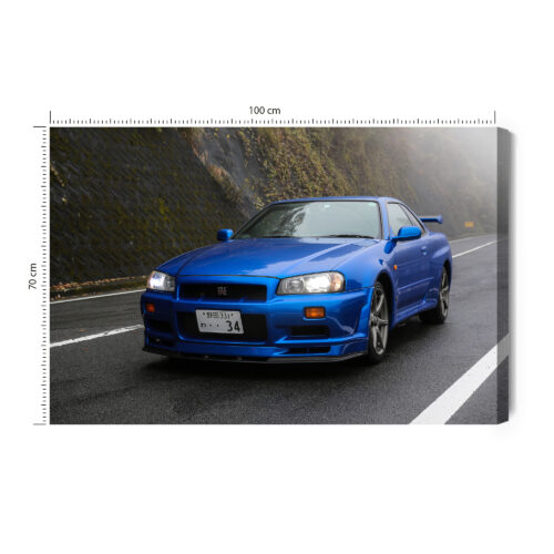 Obraz na płótnie Nissan Skyline GT-R R34 Niebieski JDM  Premium Canvas