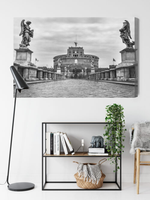 Obraz na płótnie Zamek Anioła Rzym Monochrom  Premium Canvas - obrazek 9