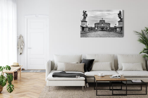Obraz na płótnie Zamek Anioła Rzym Monochrom  Premium Canvas - obrazek 6