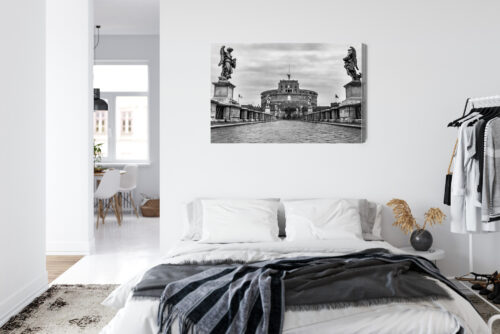 Obraz na płótnie Zamek Anioła Rzym Monochrom  Premium Canvas - obrazek 7