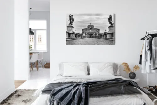 Obraz na płótnie Zamek Anioła Rzym Monochrom  Premium Canvas - obrazek 7