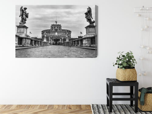 Obraz na płótnie Zamek Anioła Rzym Monochrom  Premium Canvas - obrazek 8