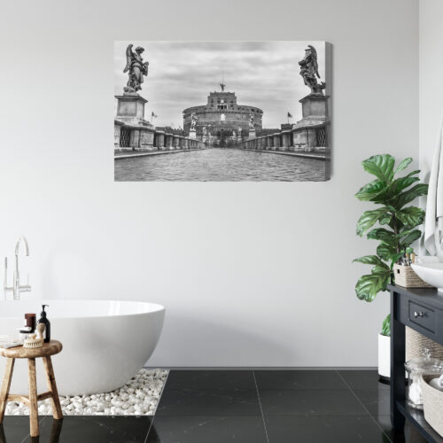 Obraz na płótnie Zamek Anioła Rzym Monochrom  Premium Canvas - obrazek 5