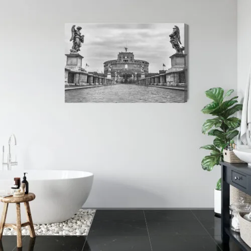Obraz na płótnie Zamek Anioła Rzym Monochrom  Premium Canvas - obrazek 5