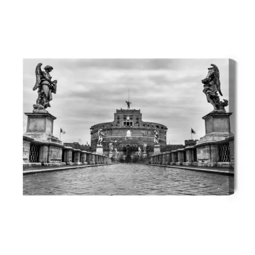 Obraz na płótnie Zamek Anioła Rzym Monochrom  Premium Canvas - obrazek 2
