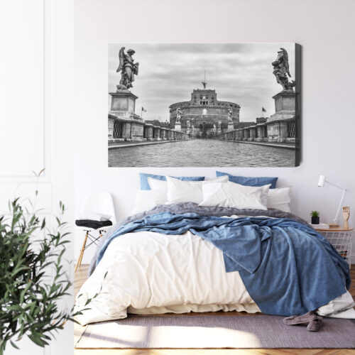 Obraz na płótnie Zamek Anioła Rzym Monochrom  Premium Canvas - obrazek 3