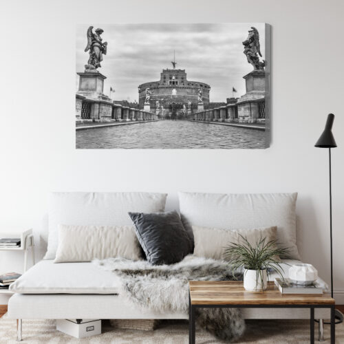 Obraz na płótnie Zamek Anioła Rzym Monochrom  Premium Canvas - obrazek 4