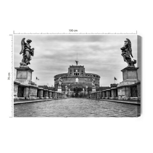 Obraz na płótnie Zamek Anioła Rzym Monochrom  Premium Canvas