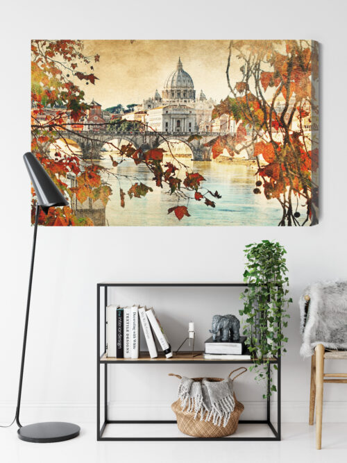 Obraz na płótnie Rzym Most Jesień  Premium Canvas - obrazek 9