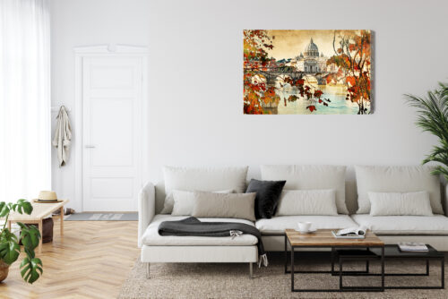 Obraz na płótnie Rzym Most Jesień  Premium Canvas - obrazek 6