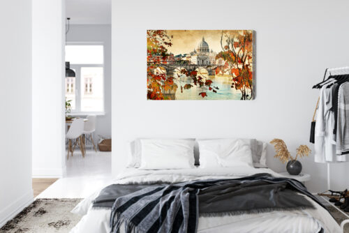 Obraz na płótnie Rzym Most Jesień  Premium Canvas - obrazek 7