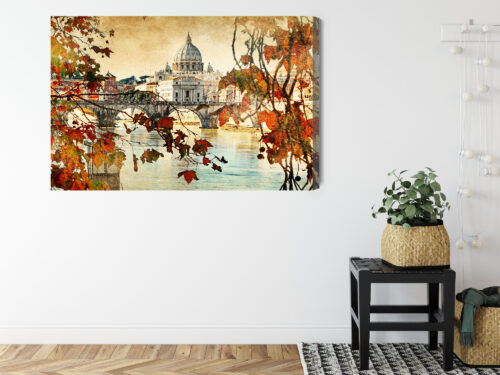 Obraz na płótnie Rzym Most Jesień  Premium Canvas - obrazek 8