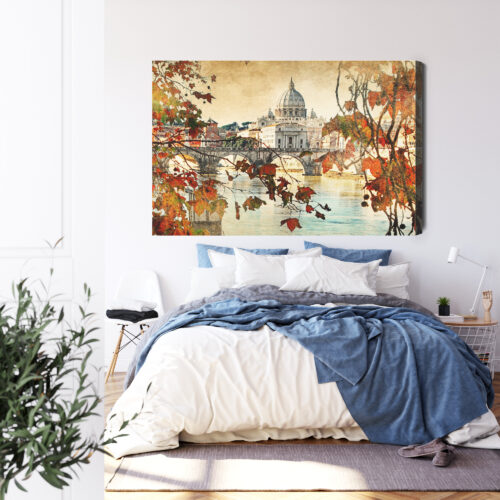 Obraz na płótnie Rzym Most Jesień  Premium Canvas - obrazek 3