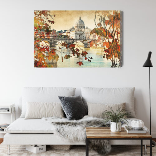 Obraz na płótnie Rzym Most Jesień  Premium Canvas - obrazek 4