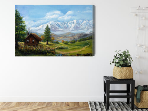 Obraz na płótnie Góry Chata Panorama  Premium Canvas - obrazek 8