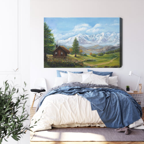 Obraz na płótnie Góry Chata Panorama  Premium Canvas - obrazek 3