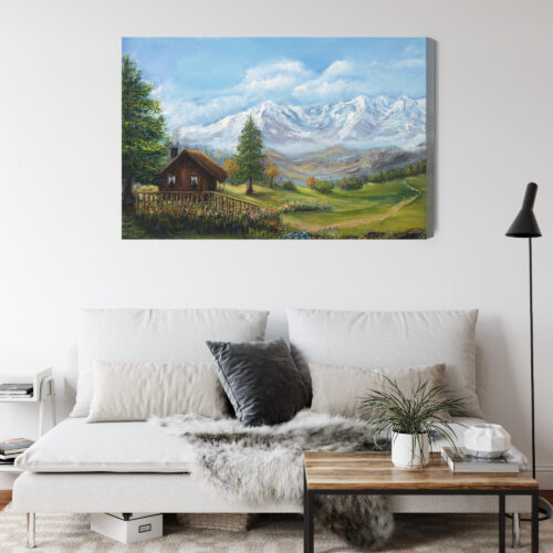 Obraz na płótnie Góry Chata Panorama  Premium Canvas - obrazek 4