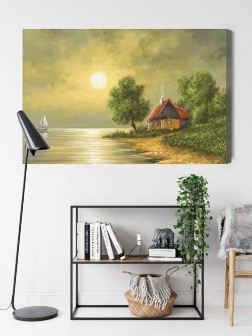 Obraz na płótnie Domek Jezioro Zachód  Premium Canvas - obrazek 9