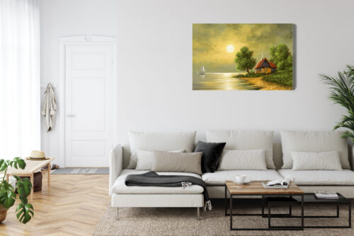 Obraz na płótnie Domek Jezioro Zachód  Premium Canvas - obrazek 6