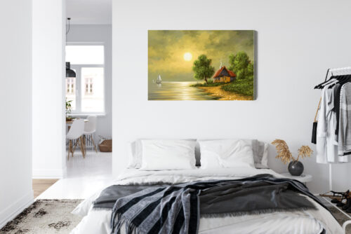Obraz na płótnie Domek Jezioro Zachód  Premium Canvas - obrazek 7
