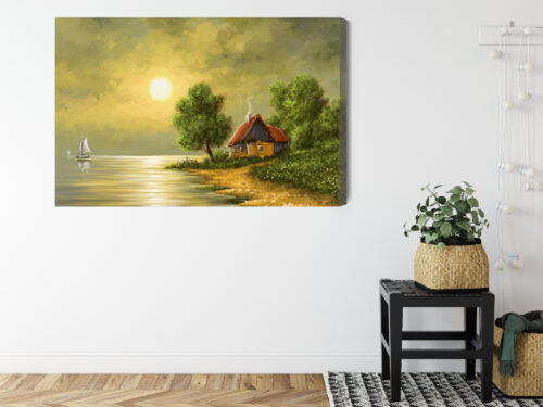 Obraz na płótnie Domek Jezioro Zachód  Premium Canvas - obrazek 8