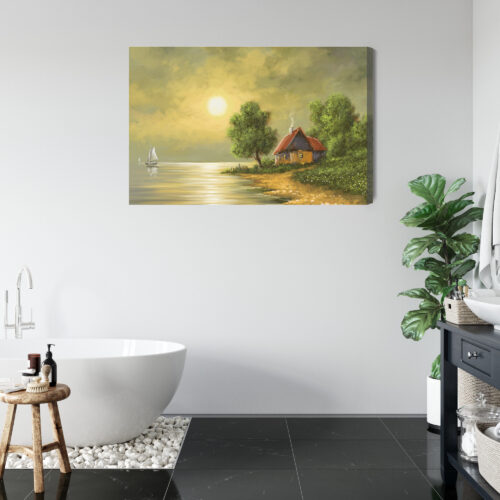 Obraz na płótnie Domek Jezioro Zachód  Premium Canvas - obrazek 5