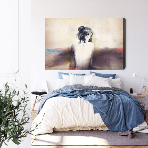 Obraz na płótnie Kobieta Akwarela Sylwetka  Premium Canvas - obrazek 3