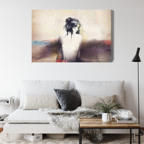 Obraz na płótnie Kobieta Akwarela Sylwetka  Premium Canvas - obrazek 4