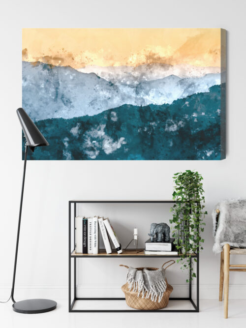 Obraz na płótnie Góry Akwarela Górski pejzaż o wschodzie słońca  Premium Canvas - obrazek 9