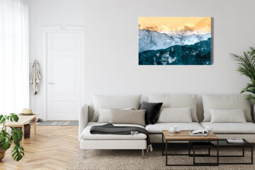 Obraz na płótnie Góry Akwarela Górski pejzaż o wschodzie słońca  Premium Canvas - obrazek 6