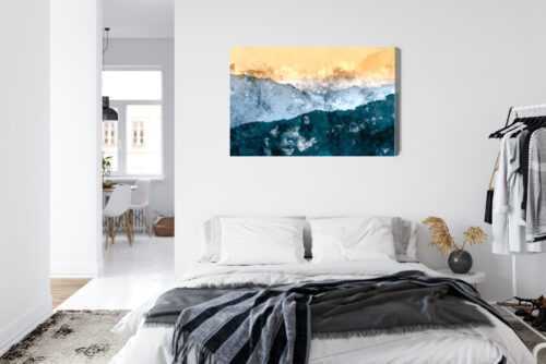 Obraz na płótnie Góry Akwarela Górski pejzaż o wschodzie słońca  Premium Canvas - obrazek 7