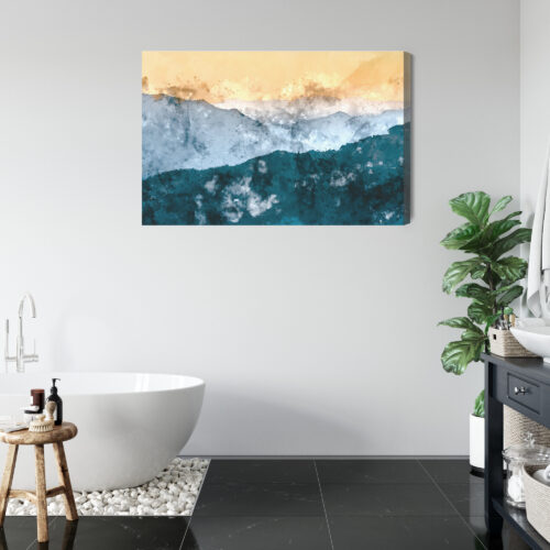 Obraz na płótnie Góry Akwarela Górski pejzaż o wschodzie słońca  Premium Canvas - obrazek 5