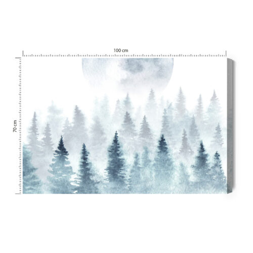 Obraz na płótnie Leśny krajobraz z mgłą Akwarela Natura  Premium Canvas