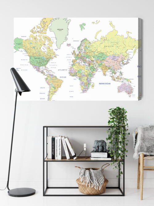 Obraz na płótnie Mapa świata Edukacyjna kolorowa  Premium Canvas - obrazek 9