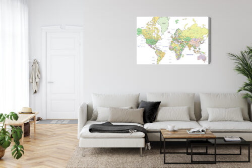Obraz na płótnie Mapa świata Edukacyjna kolorowa  Premium Canvas - obrazek 6