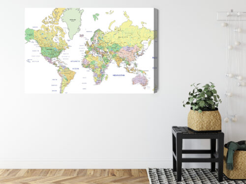 Obraz na płótnie Mapa świata Edukacyjna kolorowa  Premium Canvas - obrazek 8
