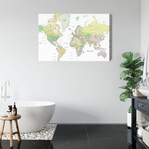 Obraz na płótnie Mapa świata Edukacyjna kolorowa  Premium Canvas - obrazek 5