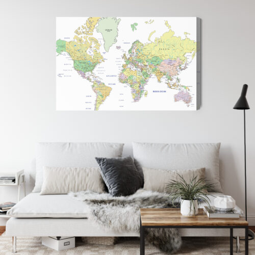 Obraz na płótnie Mapa świata Edukacyjna kolorowa  Premium Canvas - obrazek 4