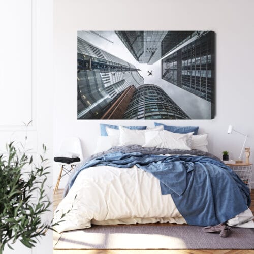 Obraz na płótnie Samolot i wieżowce Perspektywa  Premium Canvas - obrazek 3