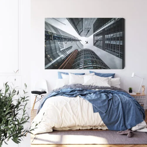 Obraz na płótnie Samolot i wieżowce Perspektywa  Premium Canvas - obrazek 3