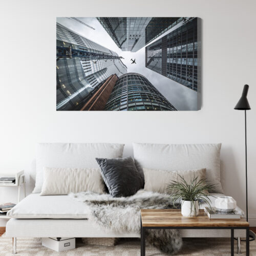 Obraz na płótnie Samolot i wieżowce Perspektywa  Premium Canvas - obrazek 4