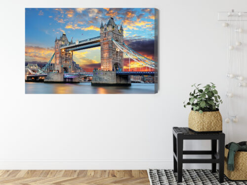 Obraz na płótnie Most Tower Bridge Londyn Zachód słońca Panorama  Premium Canvas - obrazek 8