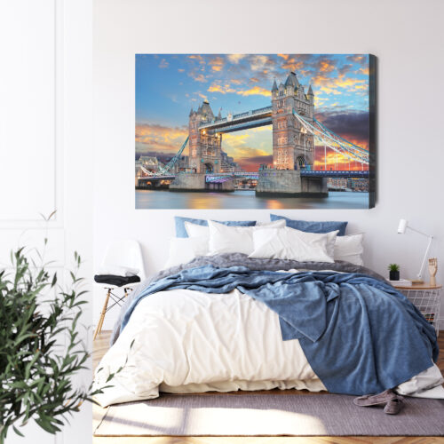 Obraz na płótnie Most Tower Bridge Londyn Zachód słońca Panorama  Premium Canvas - obrazek 3