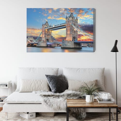Obraz na płótnie Most Tower Bridge Londyn Zachód słońca Panorama  Premium Canvas - obrazek 4