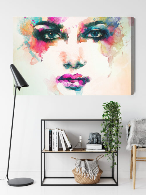 Obraz na płótnie Kolorowa twarz Akwarela Nowoczesna abstrakcja  Premium Canvas - obrazek 9