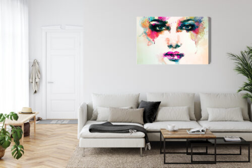 Obraz na płótnie Kolorowa twarz Akwarela Nowoczesna abstrakcja  Premium Canvas - obrazek 6