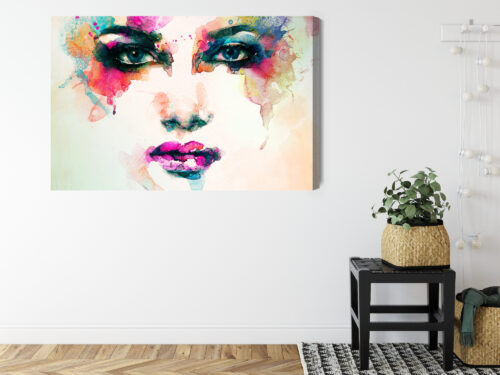 Obraz na płótnie Kolorowa twarz Akwarela Nowoczesna abstrakcja  Premium Canvas - obrazek 8