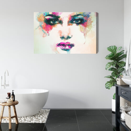 Obraz na płótnie Kolorowa twarz Akwarela Nowoczesna abstrakcja  Premium Canvas - obrazek 5