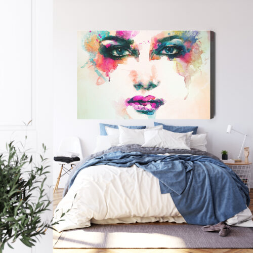 Obraz na płótnie Kolorowa twarz Akwarela Nowoczesna abstrakcja  Premium Canvas - obrazek 3